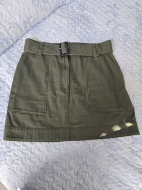 Banana Republic Olive Utility Mini Skirt with Belt Detail